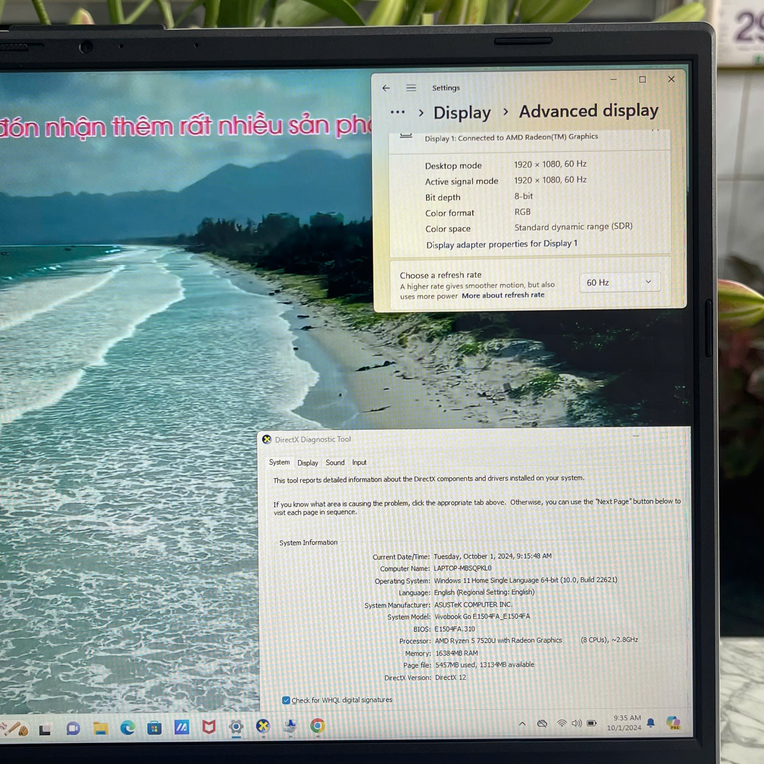 ASUS Vivobook GO E1504FA-NJ776W (MÁY LIKENEW - GÍA TỐT ) Ryzen 5-7220U Ram 16Gb Ssd 512Gb Màn Hình 15.6''Inch Fhd IPS