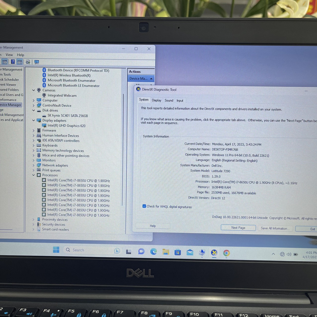 Dell Latitude 7290 Core I7-8650U Ram 16gb Ssd 256gb Màn hình 12.5″Inch