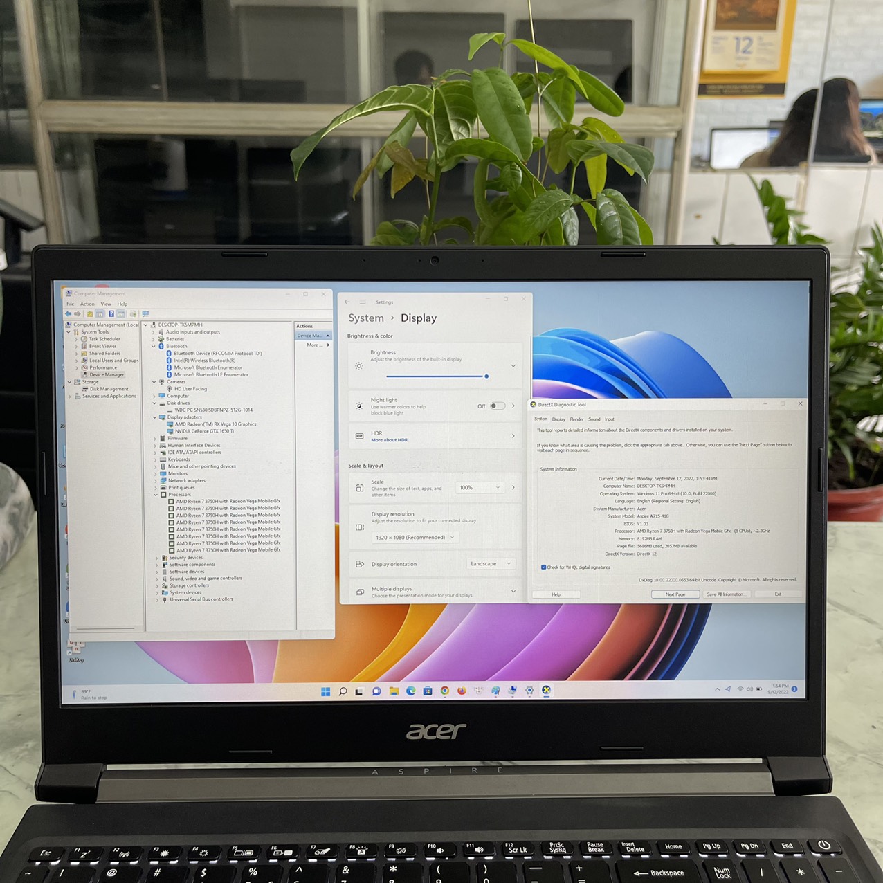 Gaming ACER Aspire 7 A715-41G-R150 AMD Ryzen 7-3750H Ssd 512gb Ram 8gb Card NVIDIA GeForce GTX 1650Ti / Màn Hình 15.6'' Full HD👉Giá 11.900.000 vnđ