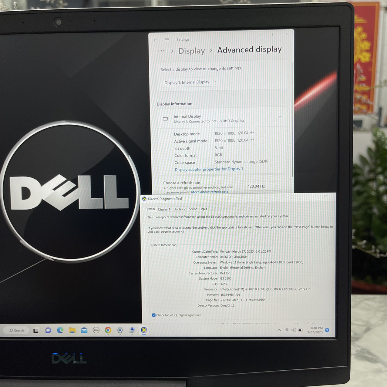 Gaming - Đồ Họa  Dell G3 3500 Core I7 – 10750H Ram 16gb Ssd 512gb GTX 1660Ti 6GB Màn hình 15.6''IPS Fhd 120Hz