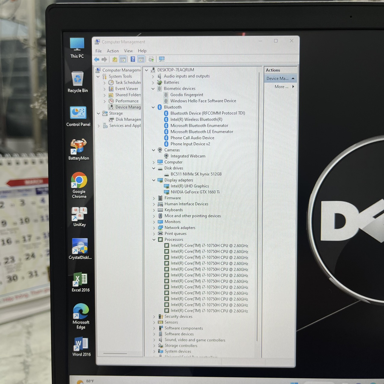 Gaming - Đồ Họa  Dell G3 3500 Core I7 – 10750H Ram 16gb Ssd 512gb GTX 1660Ti 6GB Màn hình 15.6''IPS Fhd 120Hz