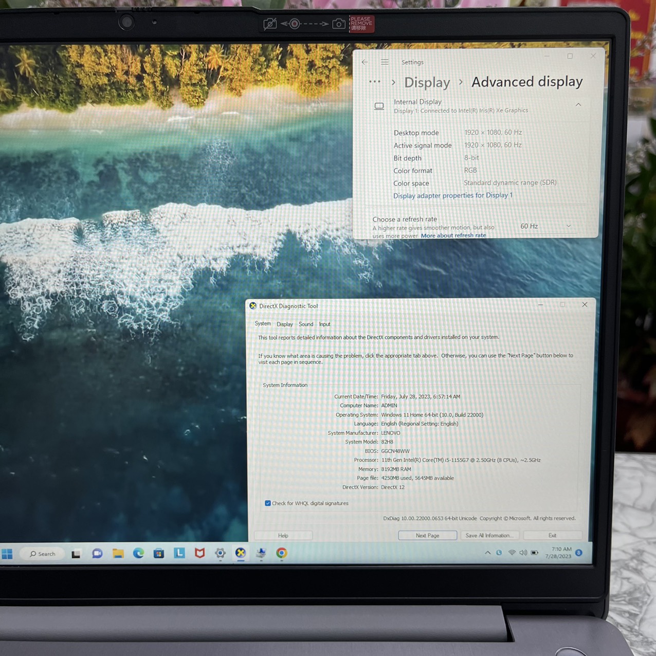 Lenovo IdeaPad Slim 3 15ITL6  Máy LikeNew  Core I5-1155G7 Ram 8gb Ssd 512gb Màn Hình 15.6'' FullHD IPS